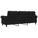 vidaXL Canapea cu 3 locuri, Negru, 180 cm, catifea