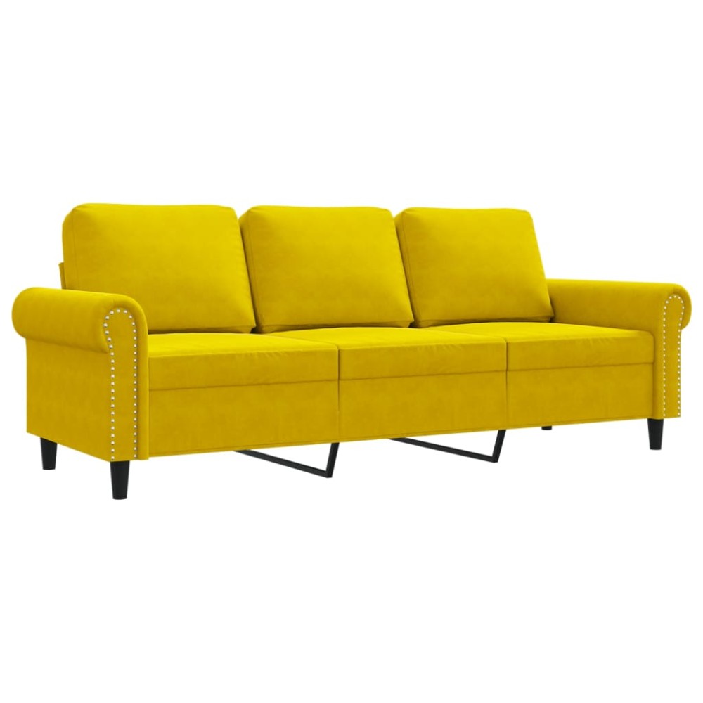 vidaXL Canapea cu 3 locuri, galben, 180 cm, catifea