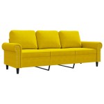 vidaXL Canapea cu 3 locuri, galben, 180 cm, catifea vidaXL Canapea cu 3 locuri, galben, 180 cm, catifea