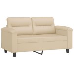 vidaXL Canapea cu 2 locuri, crem, 120 cm, țesătură microfibră