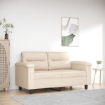 vidaXL Canapea cu 2 locuri, bej, 120 cm, țesătură microfibră