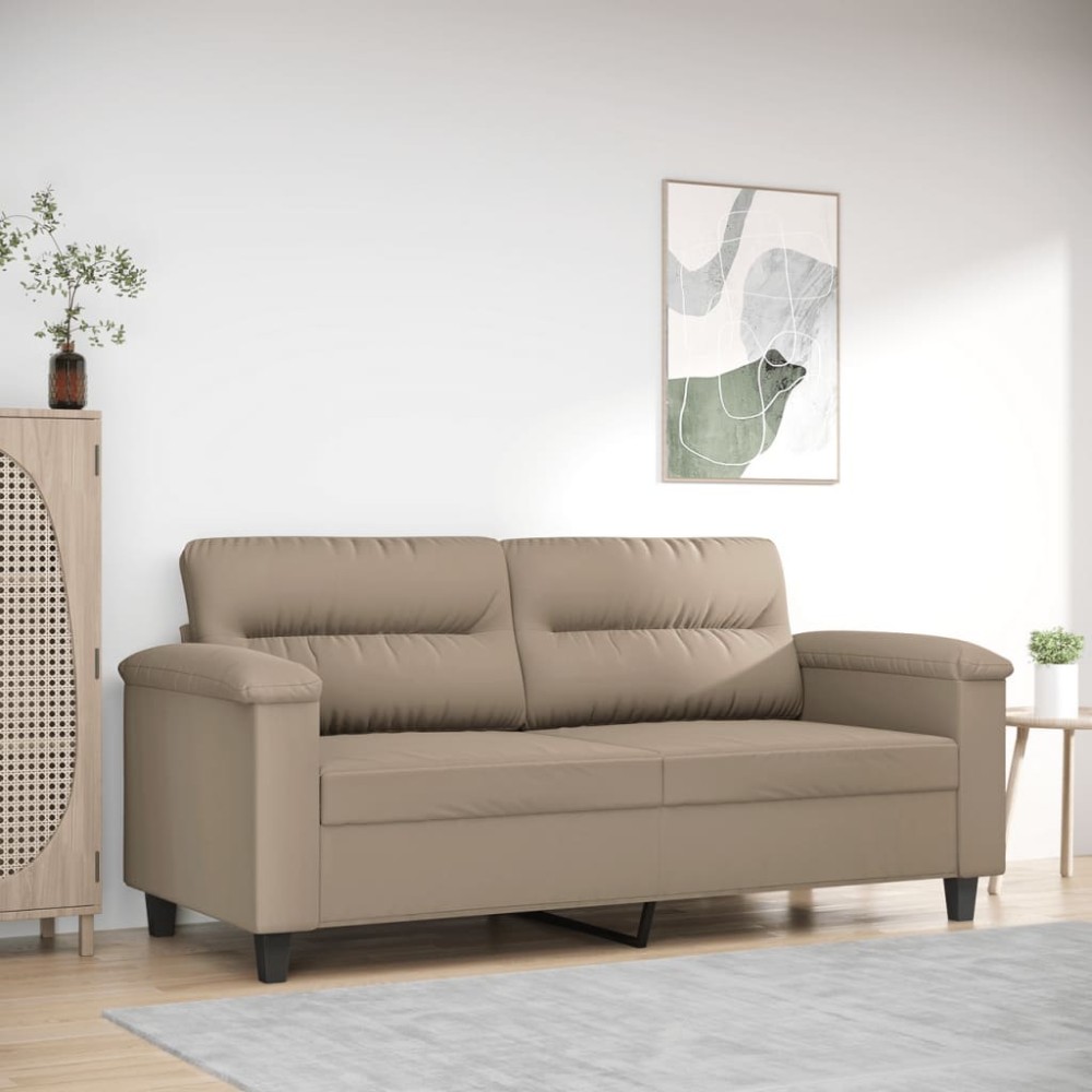 vidaXL Canapea cu 2 locuri, gri taupe, 140 cm, țesătură microfibră