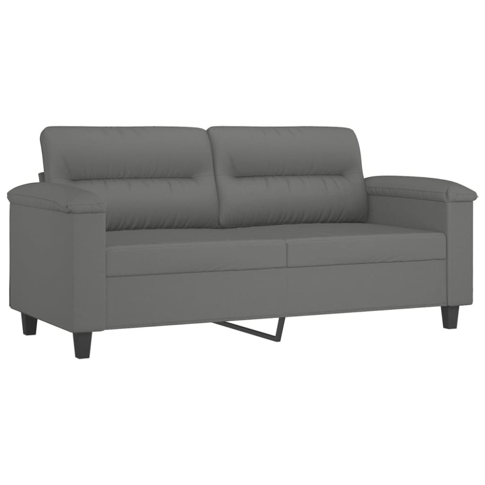 vidaXL Canapea cu 2 locuri, gri închis, 140 cm, țesătură microfibră