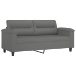 vidaXL Canapea cu 2 locuri, gri închis, 140 cm, țesătură microfibră