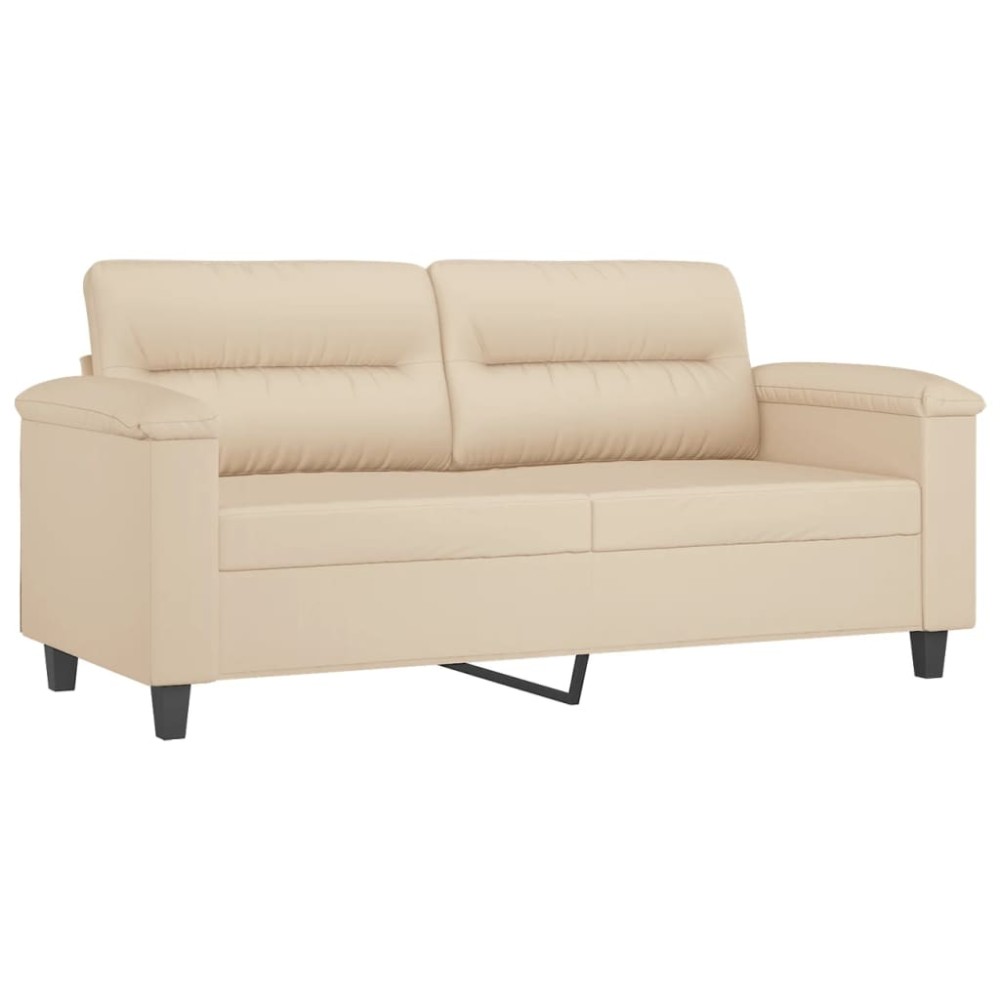 vidaXL Canapea cu 2 locuri, crem, 140 cm, țesătură microfibră