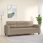 vidaXL Canapea cu 3 locuri, gri taupe, 180 cm, țesătură microfibră vidaXL Canapea cu 3 locuri, gri taupe, 180 cm, țesătură microfibră