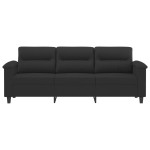 vidaXL Canapea cu 3 locuri, negru, 180 cm, țesătură microfibră