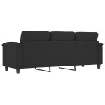 vidaXL Canapea cu 3 locuri, negru, 180 cm, țesătură microfibră
