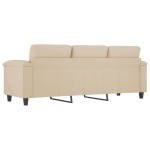 vidaXL Canapea cu 3 locuri, crem, 180 cm, țesătură microfibră