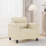 vidaXL Canapea de o persoană, crem, 60 cm, piele ecologică vidaXL Canapea de o persoană, crem, 60 cm, piele ecologică