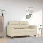 vidaXL Canapea cu 2 locuri, crem, 120 cm, piele ecologică vidaXL Canapea cu 2 locuri, crem, 120 cm, piele ecologică
