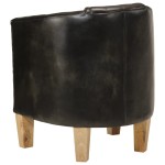 vidaXL Fotoliu cu spătar rotund, gri, piele naturală vidaXL Fotoliu cu spătar rotund, gri, piele naturală