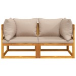 vidaXL Canapele colț modulare, 2 buc, perne taupe, lemn masiv acacia vidaXL Canapele colț modulare, 2 buc, perne taupe, lemn masiv acacia