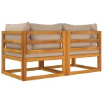 vidaXL Canapele colț modulare, 2 buc, perne taupe, lemn masiv acacia vidaXL Canapele colț modulare, 2 buc, perne taupe, lemn masiv acacia
