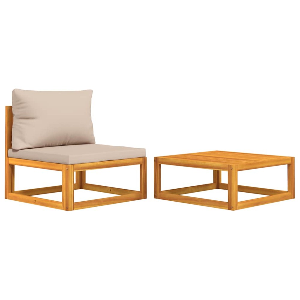 vidaXL Set canapea de grădină, 2 piese, cu perne, lemn masiv de acacia
