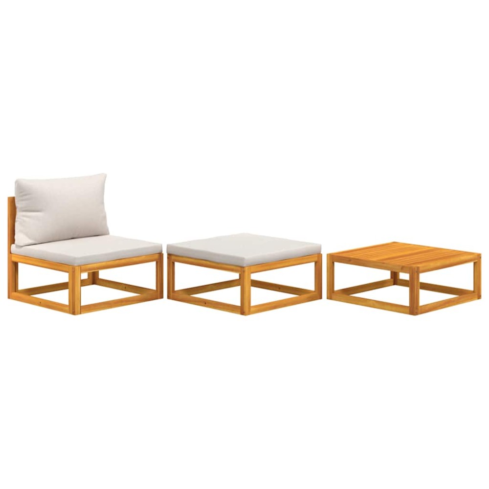vidaXL Set mobilier de grădină cu perne, 3 piese, lemn masiv acacia