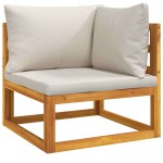 vidaXL Canapea de colț modulară, perne gri deschis, lemn masiv acacia vidaXL Canapea de colț modulară, perne gri deschis, lemn masiv acacia