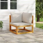 vidaXL Canapea de colț modulară, perne gri deschis, lemn masiv acacia vidaXL Canapea de colț modulară, perne gri deschis, lemn masiv acacia