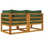 vidaXL Canapele colț modulare, 2 buc, perne verzi, lemn masiv acacia vidaXL Canapele colț modulare, 2 buc, perne verzi, lemn masiv acacia