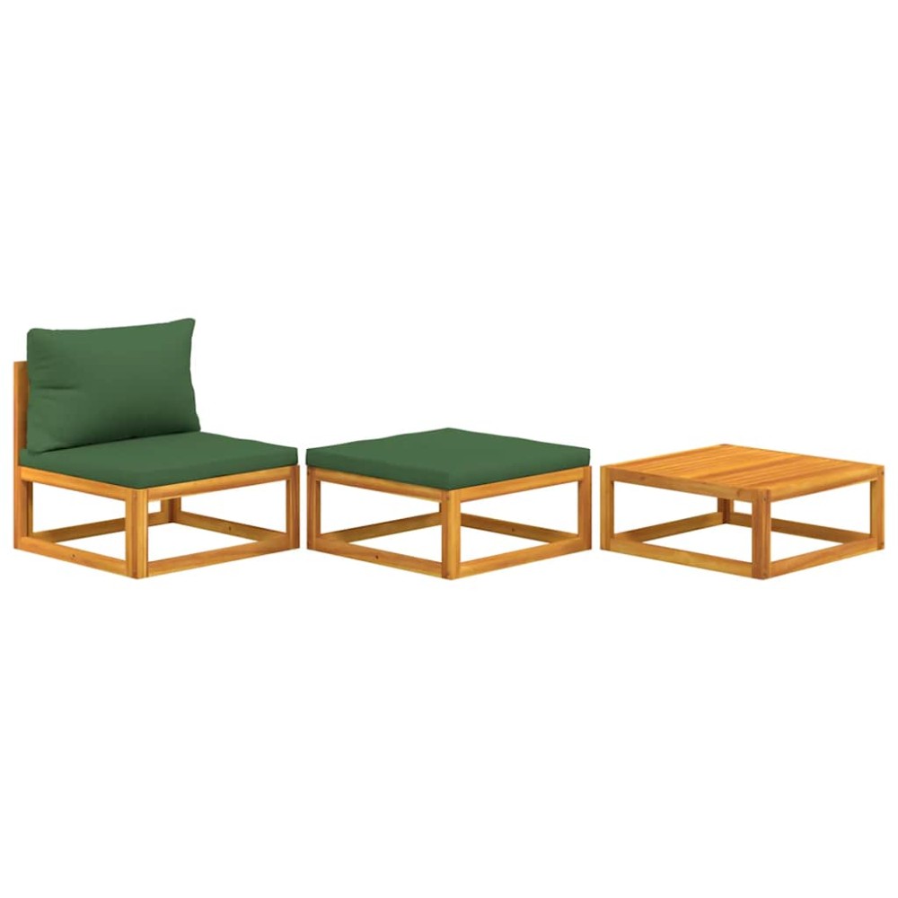 vidaXL Set mobilier de grădină cu perne, 3 piese, lemn masiv acacia