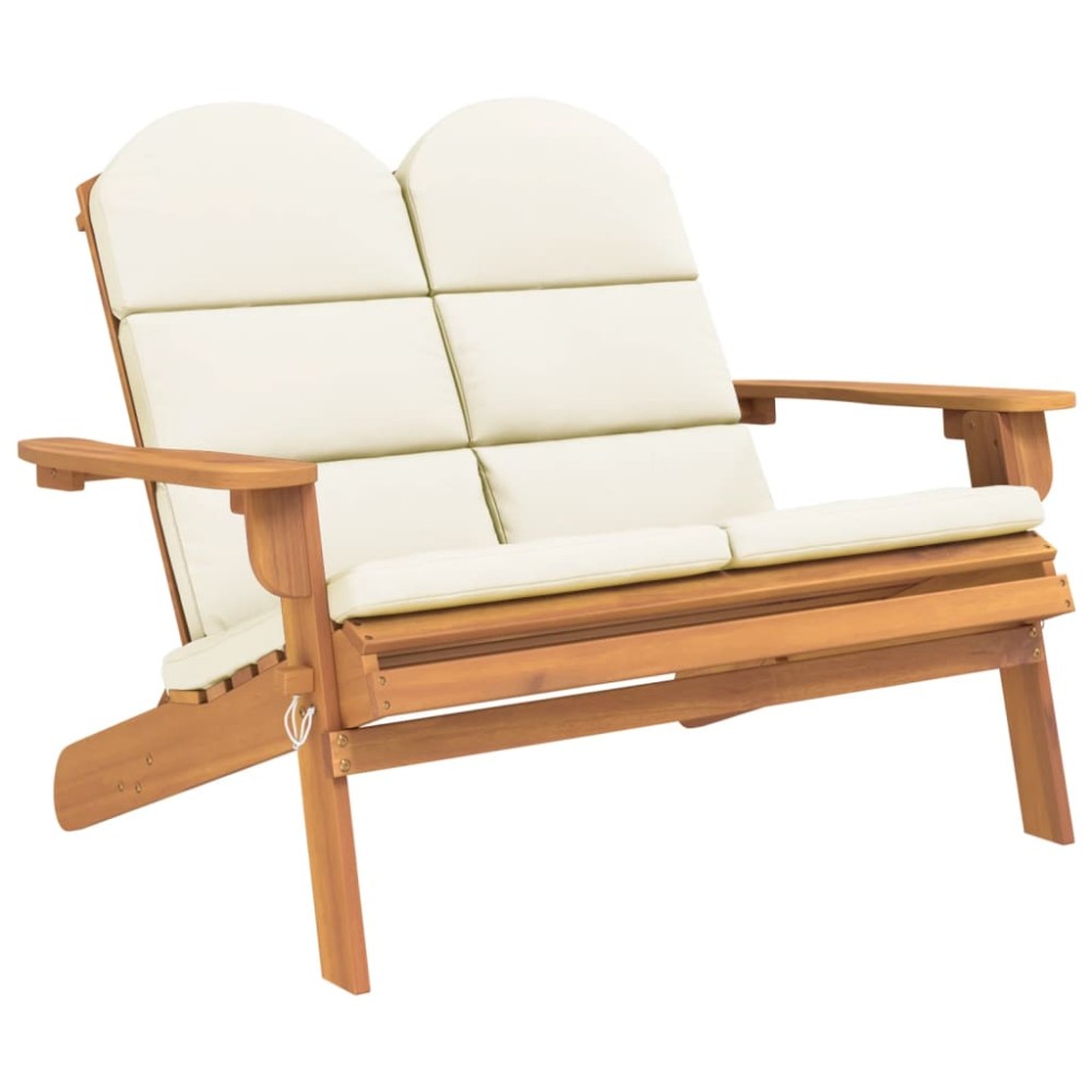 vidaXL Bancă de grădină Adirondack cu perne 126 cm, lemn masiv acacia