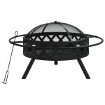 vidaXL Vatră de foc cu vătrai, 70 cm, oțel, XXL vidaXL Vatră de foc cu vătrai, 70 cm, oțel, XXL