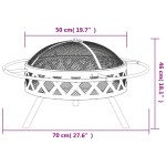 vidaXL Vatră de foc cu vătrai, 70 cm, oțel, XXL vidaXL Vatră de foc cu vătrai, 70 cm, oțel, XXL