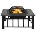 vidaXL Vatră de foc cu vătrai, 79x79x46,5 cm, oțel, XXL vidaXL Vatră de foc cu vătrai, 79x79x46,5 cm, oțel, XXL