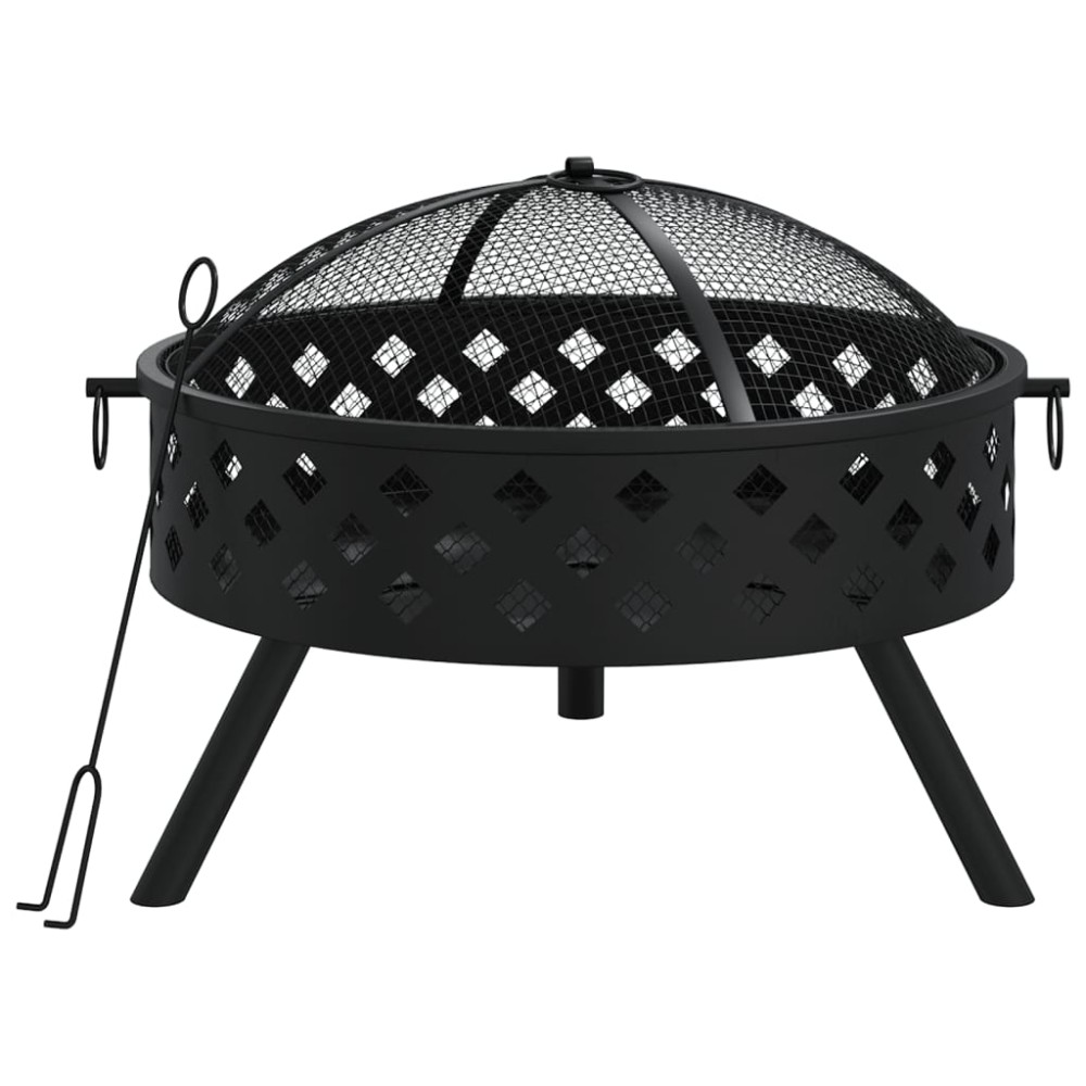 vidaXL Vatră de foc cu vătrai, 58 cm, oțel, XXL