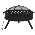 vidaXL Vatră de foc cu vătrai, 58 cm, oțel, XXL vidaXL Vatră de foc cu vătrai, 58 cm, oțel, XXL