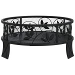 vidaXL Vatră de foc cu vătrai, 50 cm, oțel, XXL vidaXL Vatră de foc cu vătrai, 50 cm, oțel, XXL