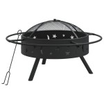 vidaXL Vatră de foc cu vătrai, 70 cm, oțel, XXL vidaXL Vatră de foc cu vătrai, 70 cm, oțel, XXL