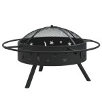 vidaXL Vatră de foc cu vătrai, 70 cm, oțel, XXL vidaXL Vatră de foc cu vătrai, 70 cm, oțel, XXL