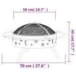 vidaXL Vatră de foc cu vătrai, 70 cm, oțel, XXL vidaXL Vatră de foc cu vătrai, 70 cm, oțel, XXL