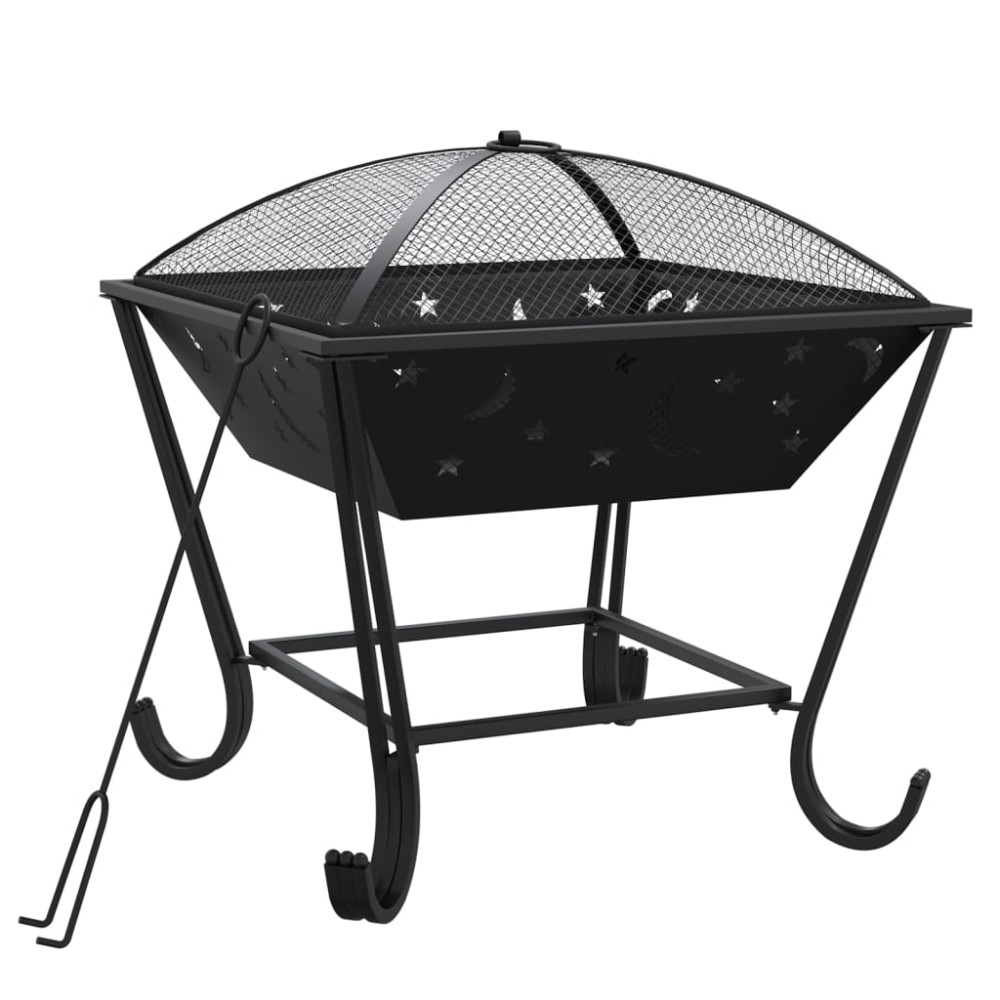 vidaXL Vatră de foc cu vătrai, 50 cm, oțel, XXL