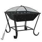 vidaXL Vatră de foc cu vătrai, 50 cm, oțel, XXL vidaXL Vatră de foc cu vătrai, 50 cm, oțel, XXL