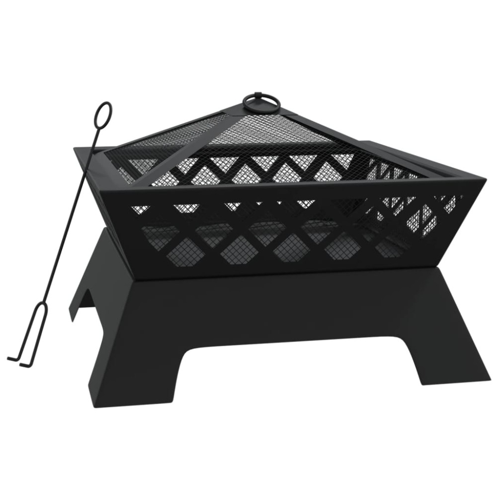 vidaXL Vatră de foc cu vătrai, 50 cm, oțel, XXL