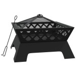 vidaXL Vatră de foc cu vătrai, 50 cm, oțel, XXL vidaXL Vatră de foc cu vătrai, 50 cm, oțel, XXL