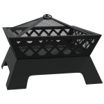 vidaXL Vatră de foc cu vătrai, 50 cm, oțel, XXL vidaXL Vatră de foc cu vătrai, 50 cm, oțel, XXL