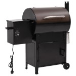 vidaXL Grătar cu peleți și coș, negru, 104 cm, fier vidaXL Grătar cu peleți și coș, negru, 104 cm, fier
