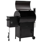 vidaXL Grătar cu peleți și coș, negru, 104 cm, fier vidaXL Grătar cu peleți și coș, negru, 104 cm, fier