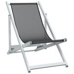 vidaXL Scaune pliante de plajă, 2 buc., gri, aluminiu și textilenă vidaXL Scaune pliante de plajă, 2 buc., gri, aluminiu și textilenă