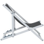 vidaXL Scaune pliante de plajă, 2 buc., gri, aluminiu și textilenă vidaXL Scaune pliante de plajă, 2 buc., gri, aluminiu și textilenă
