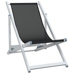 vidaXL Scaune pliante de plajă, 2 buc., negru, aluminiu și textilenă vidaXL Scaune pliante de plajă, 2 buc., negru, aluminiu și textilenă