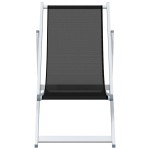 vidaXL Scaune pliante de plajă, 2 buc., negru, aluminiu și textilenă vidaXL Scaune pliante de plajă, 2 buc., negru, aluminiu și textilenă