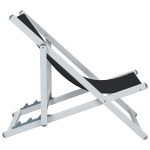 vidaXL Scaune pliante de plajă, 2 buc., negru, aluminiu și textilenă vidaXL Scaune pliante de plajă, 2 buc., negru, aluminiu și textilenă