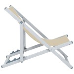 vidaXL Scaune pliante de plajă, 2 buc., crem, aluminiu și textilenă vidaXL Scaune pliante de plajă, 2 buc., crem, aluminiu și textilenă