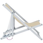 vidaXL Scaune pliante de plajă, 2 buc., crem, aluminiu și textilenă vidaXL Scaune pliante de plajă, 2 buc., crem, aluminiu și textilenă