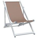 vidaXL Scaune pliante de plajă, 2 buc., maro, aluminiu și textilenă vidaXL Scaune pliante de plajă, 2 buc., maro, aluminiu și textilenă