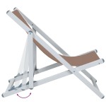 vidaXL Scaune pliante de plajă, 2 buc., maro, aluminiu și textilenă vidaXL Scaune pliante de plajă, 2 buc., maro, aluminiu și textilenă